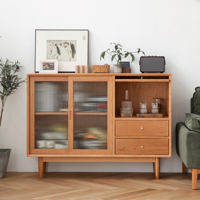 Contemporary Side Board Pine Sideboard Cabinet with Drawers for Dining Room