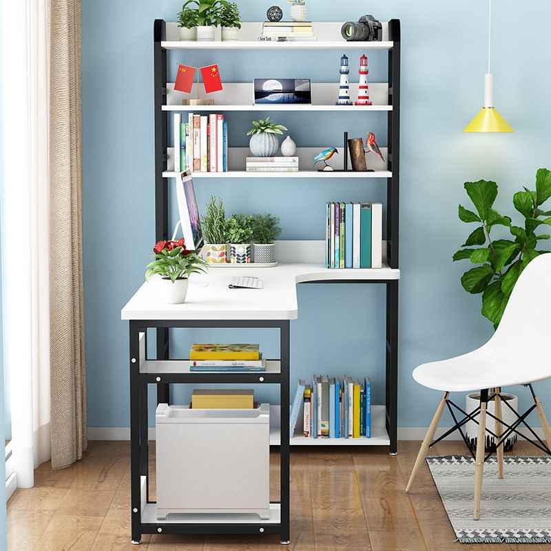 Contemporary Writing Desk L-Shape Writing Desk with Bookshelf