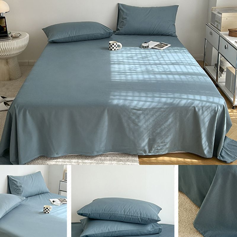 Cotton Plain Bed Sheet Breathable Fade Resistant Bed Sheet Set