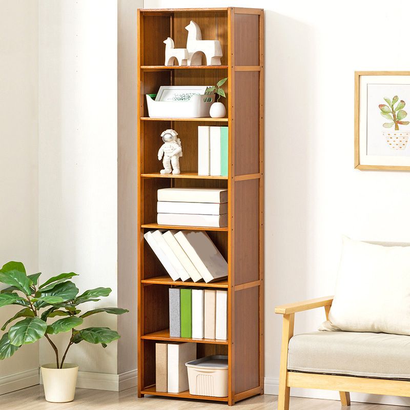 Contemporary Bamboo Book Shelf Closed Back Brown Shelf Bookcase for Home