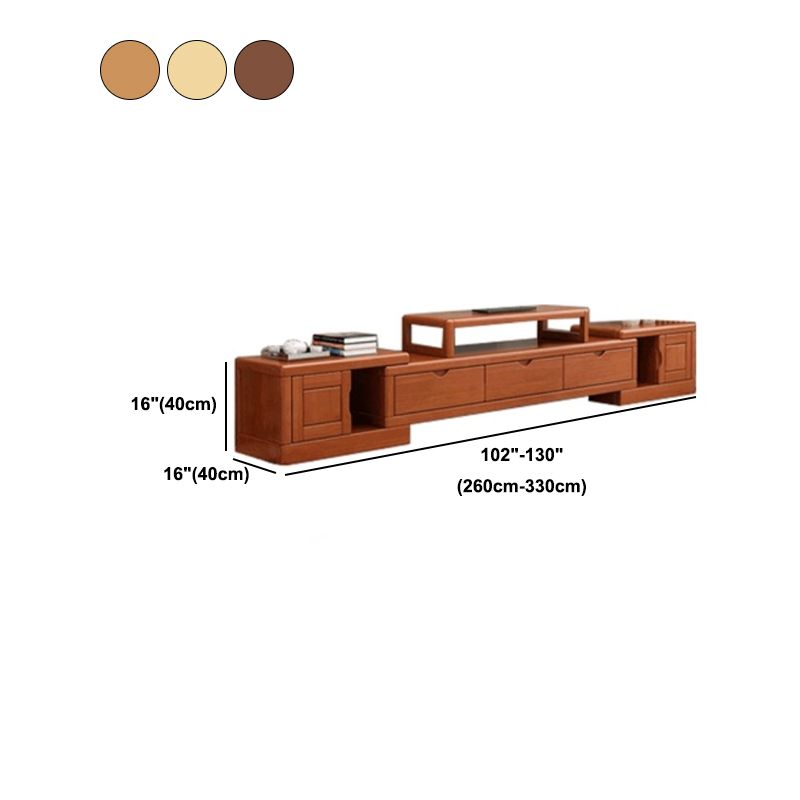 Traditional TV Media Stand with Drawers Rubberwood TV Stand Console