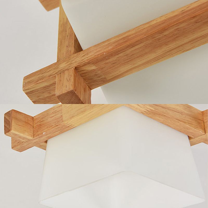 Indoor Porch Decoration Semi Flush Mount Lighting Modern Style Wooden Semi Flush Chandelier