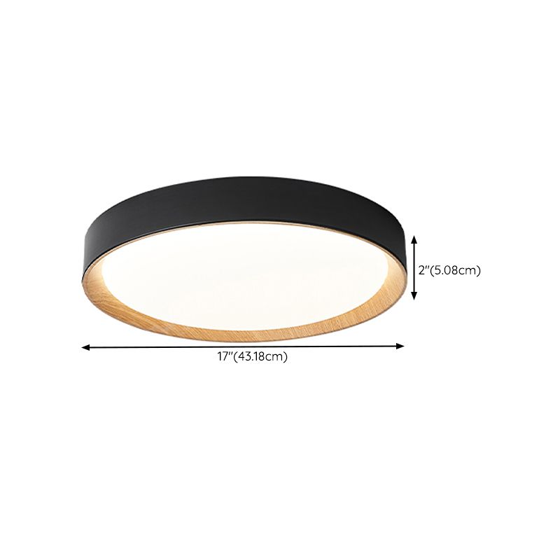 Minimalism LED Flush Mount Round Metal Ceiling Light Fixture in Black for Bedroom