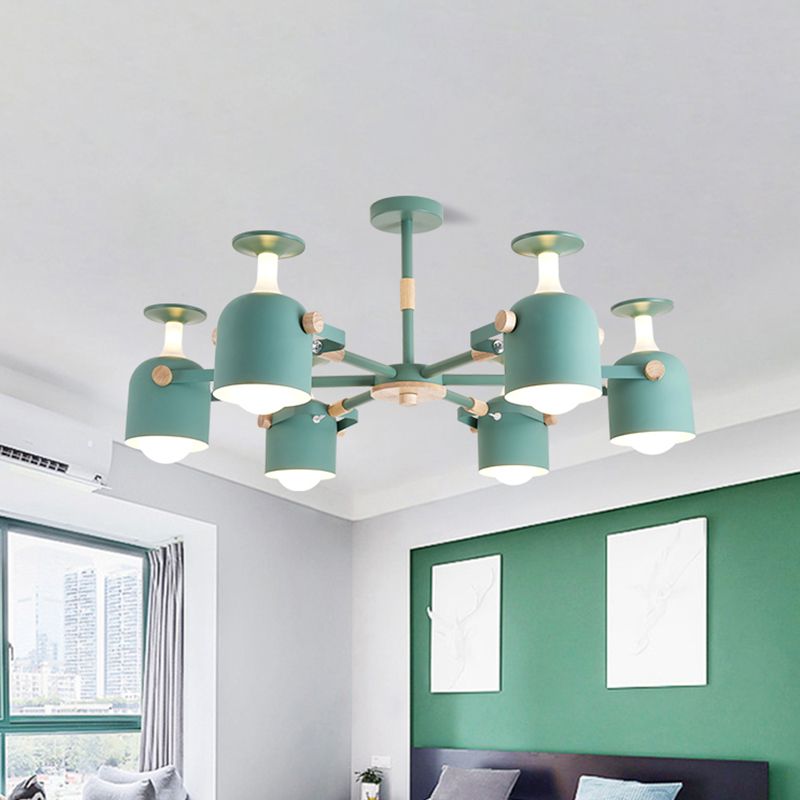 Green/Grey/White Goblet Shaped Chandelier Light Nordic Candy Colored Pendant Light for Kid Bedroom Kindergarten