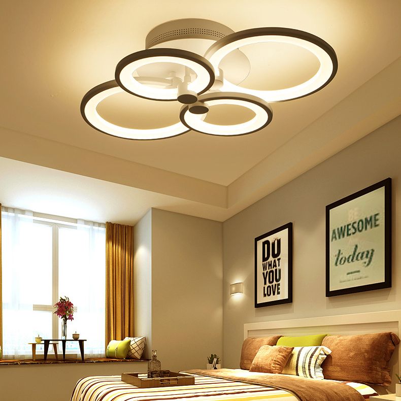 Circular Shade Acrylique LED Semi Flush Mount Light Modern Indoor plafond