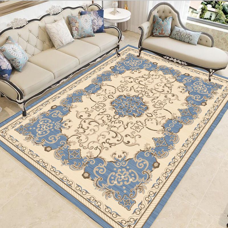 Multicolor Vintage Rug Polypropylene Geometric Area Rug Anti-Slip Backing Washable Carpet for Room