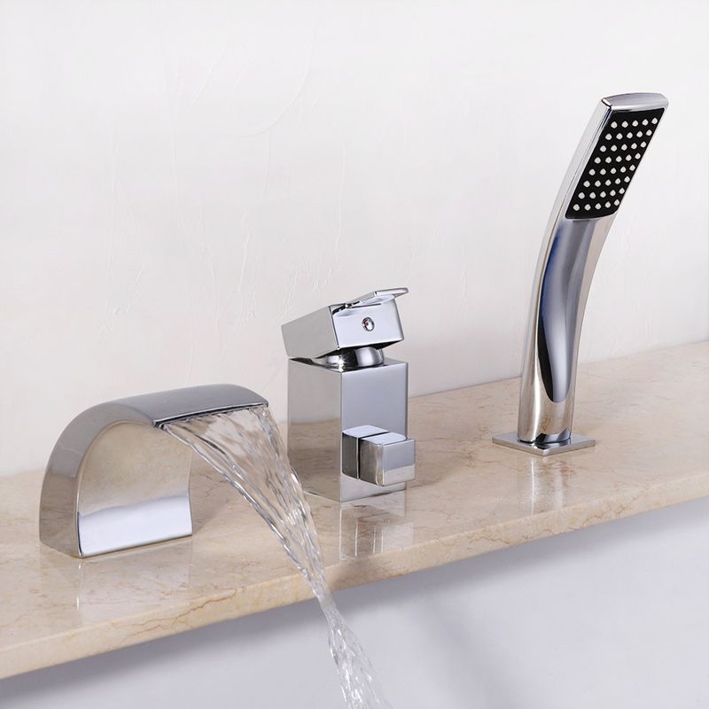 Waterfall Spout Bathroom Faucet Lever Handle Sink Faucet with Shower Head