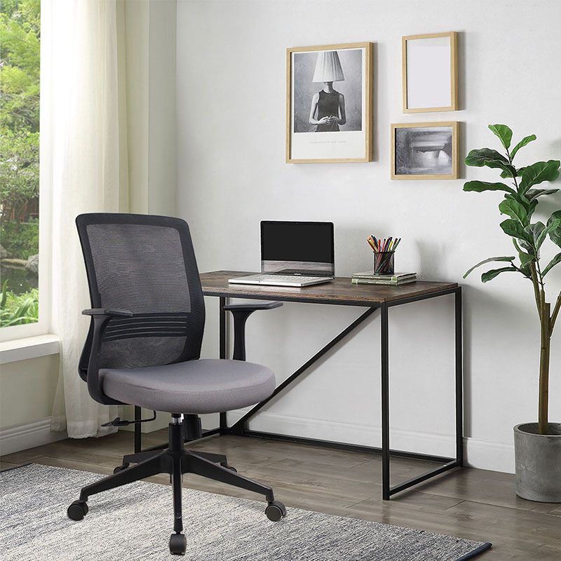 Modern Fixed Arms Black Chair Breathable AirGrid Height-adjustable Desk Chair