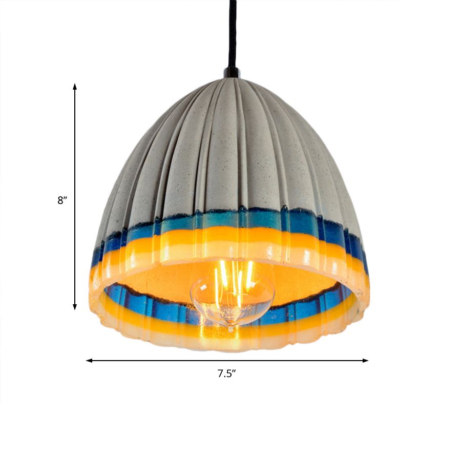 Grey 1-Light Ceiling Lighting Contemporary Concrete Dome Hanging Pendant Light for Living Room