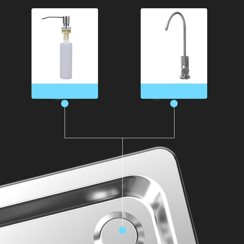 Modern Workstation Sink Stainless Steel Drain Assembly and Faucet Kitchen Sink