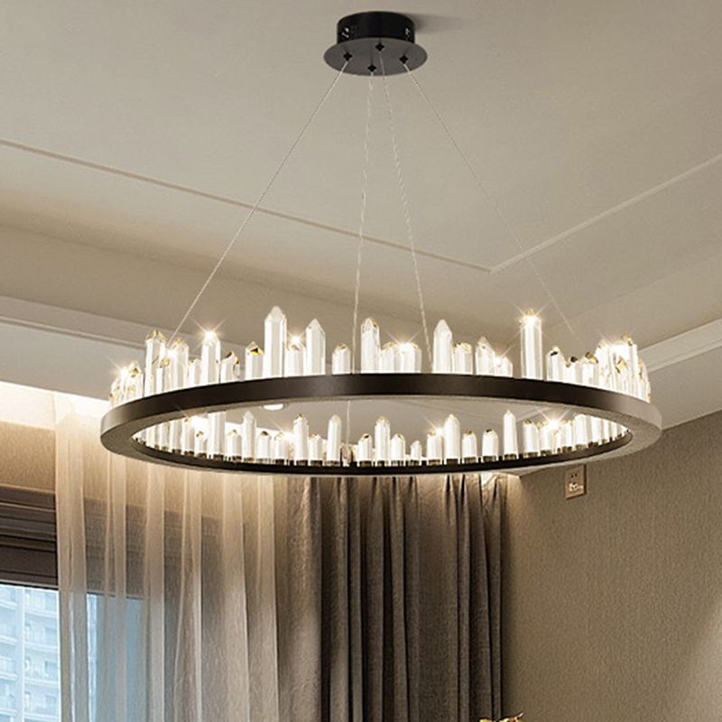 Chandelier LED minimaliste Crystal Stick Stick Room Hanging Light en noir