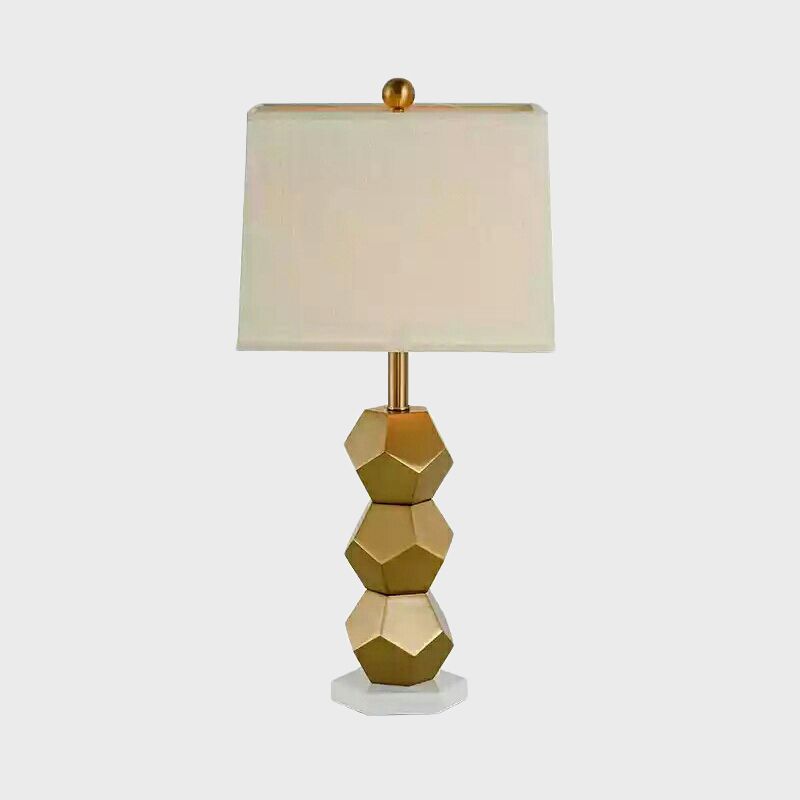 Gold Trapezoid Night Table Lighting Post-Modern 1-Head Fabric Nightstand Lamp for Bedroom