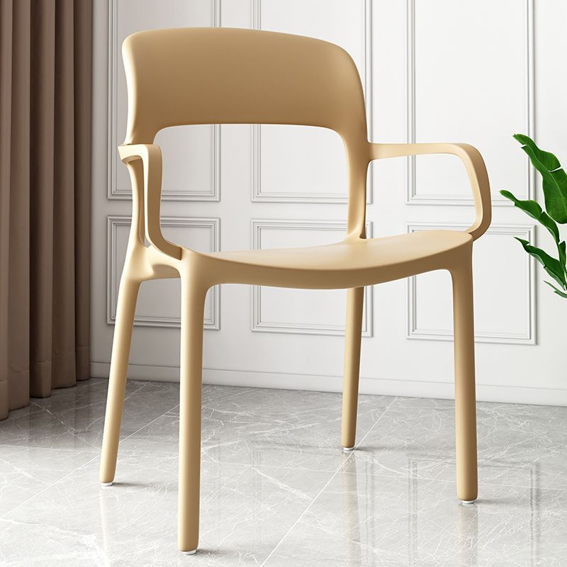 Scandinavian Study Room Open Arm Chair Matte Finish Plastic Dining Chair