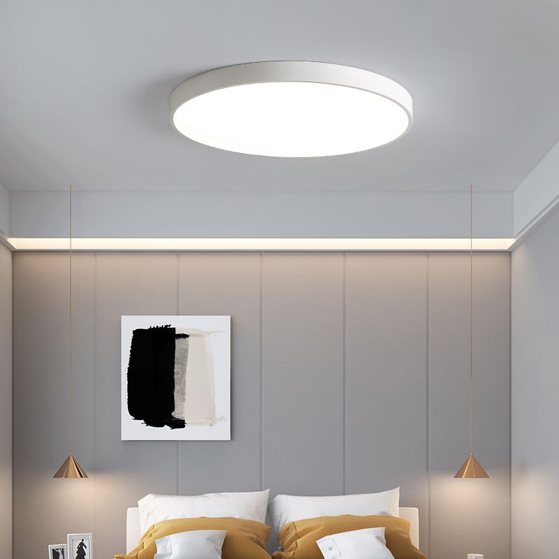 Minimalism Ceiling Light Fixture White Flush Mount with Metal for Bedroom