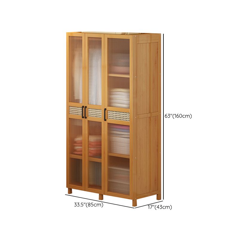 Freestanding Wood Wardrobe Modern Wardrobe with Legs and Shelves