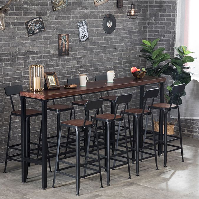 Wood Cocktail Bar Table with Rectangle Table Top Black Trestle Table - 41.3" H