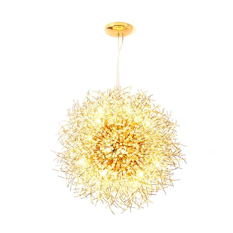 Contemporary Dandelion Hanging Light Metal Silver Finish Pendant Light for Cafe Restaurant