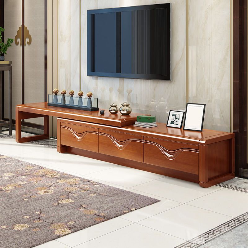 Solid Wood Media Console Traditional TV Stand Console with Drawers