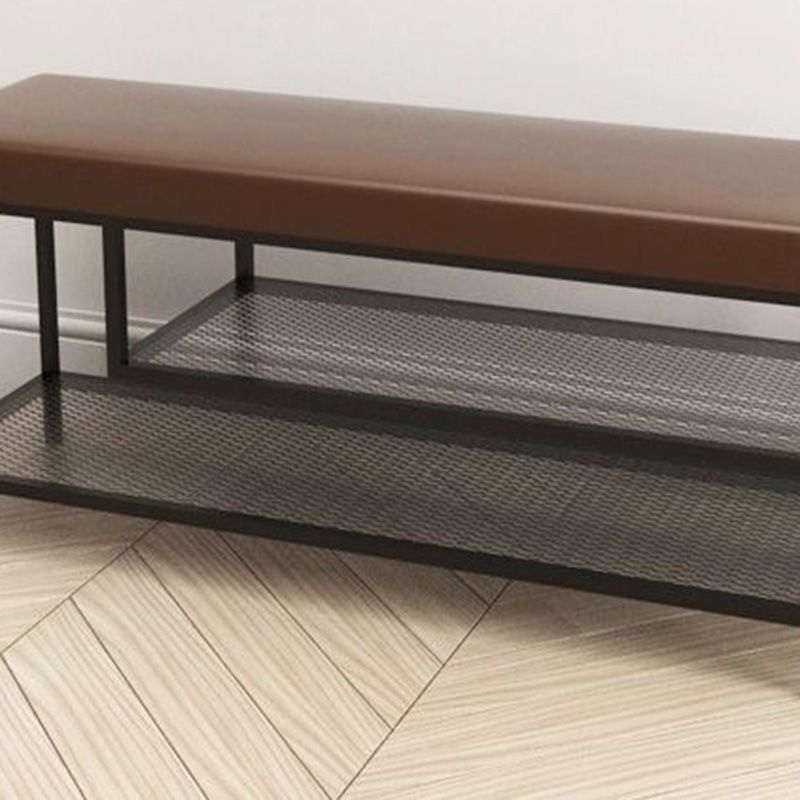 Modern Seating Bench Foam Cushioned 17.72 Inch H Bench with Shoe Storage