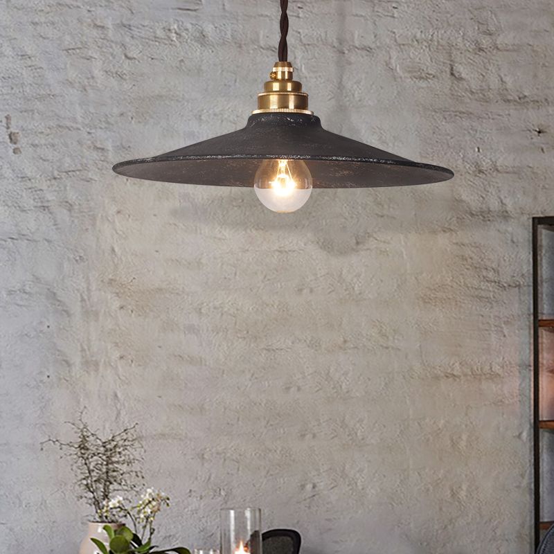 Assicatore sfogliato a pendente soffitto Light Warehouse Style Shone 1 Light Light Antique Black Hanging Lampada