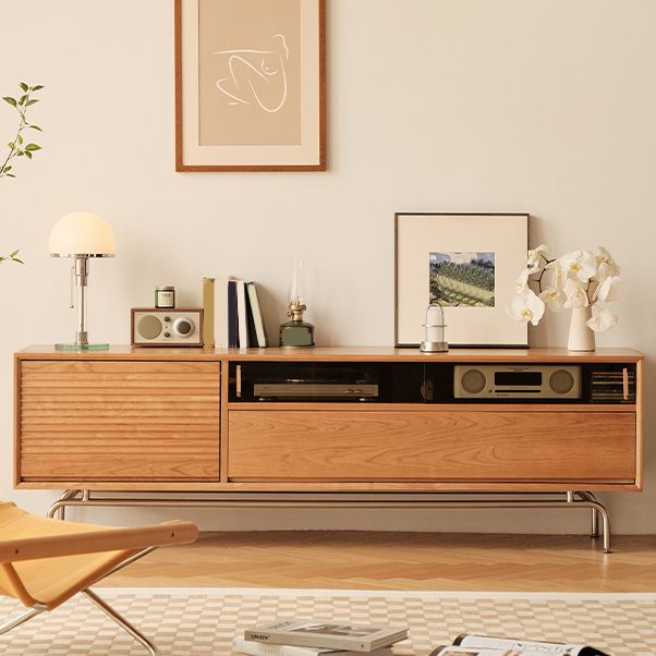 Scandinavian TV Media Stand Solid Wood TV Media Console with Drawer