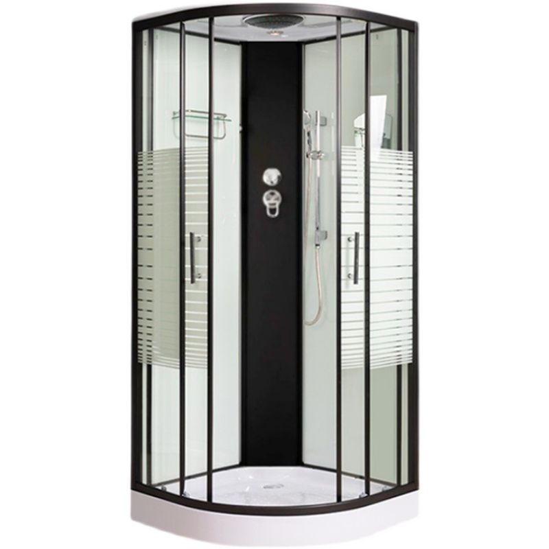 Round Shower Stall Double Sliding Door Tempered Glass Shower Enclosure