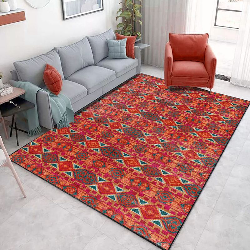 Multi-Color Living Room Rug Persian Floral Indoor Rug Synthetics Pet Friendly Non-Slip Backing Machine Washable Rug