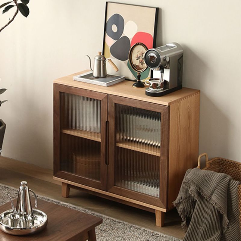 Contemporary Buffet Table Solid Wood Sideboard Table with Doors for Living Room