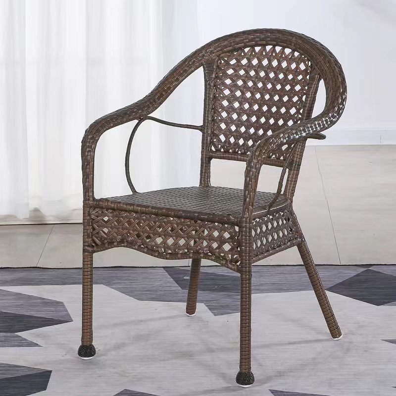 Tropical Dark Brown Indoor/ Outdoor Arm Chair in Faux Rattan