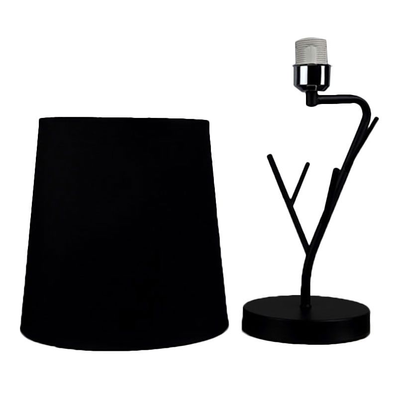 Contemporary Tapered Task Light Fabric 1 Light Reading Book Light in White/Black with Branch Base