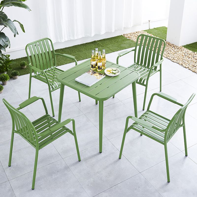 Green Stacking Dining Side Chair Arms Included Outdoor Bistro Chairs