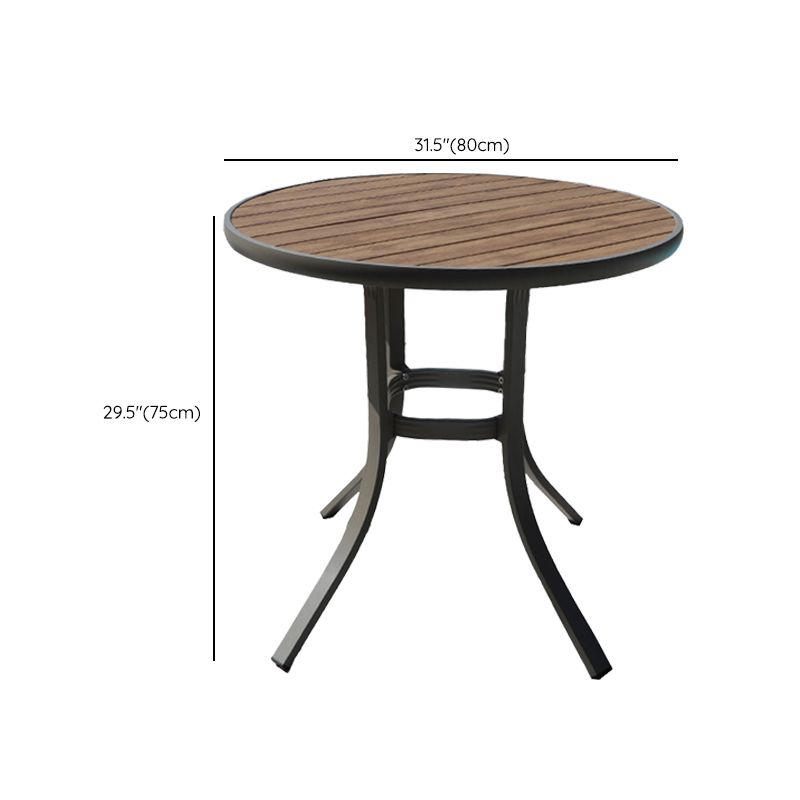 Modern Artificial Wood Courtyard Table Geometric Waterproof Outdoor Table