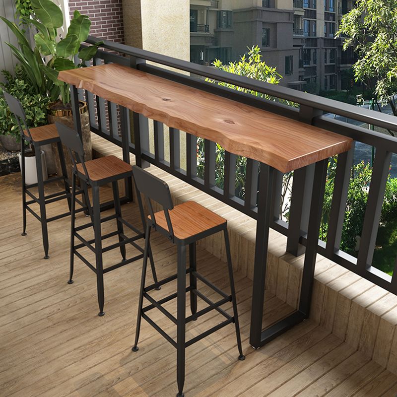 Indoor Solid Wood Patio Bar Table Sled Natural Industrial Counter Table