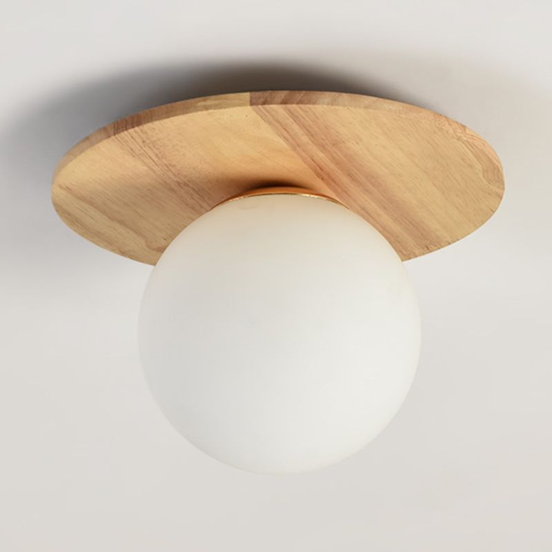 Modern Simple Ceiling Lamp Ball Shape Wooden Ceiling Light for Bedroom