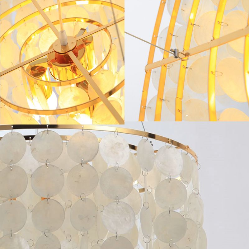 Waterfall Chandelier Light Fixture Modernism Shell 4 Lights Hanging Ceiling Light in White