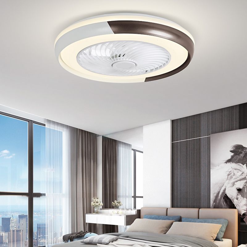 Metal Ceiling Fan Light Modern Style Ceiling Fan Lighting for Dining Room