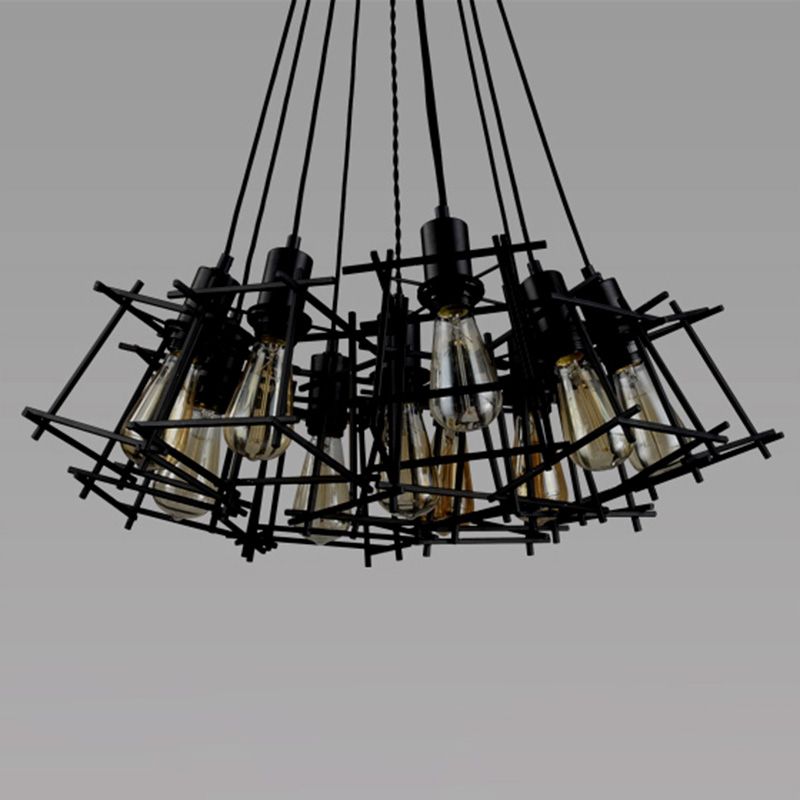 Schwarzer Käfig Schatten Mehrfachhänge Anhänger Lichter Industrial Metall Multi Light Anhänger Beleuchtung für Wohnzimmer