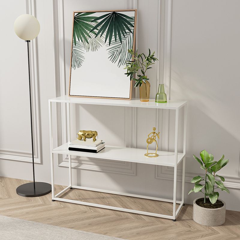 Storage Contemporary Iron Console Table with Shelf and Frame Base