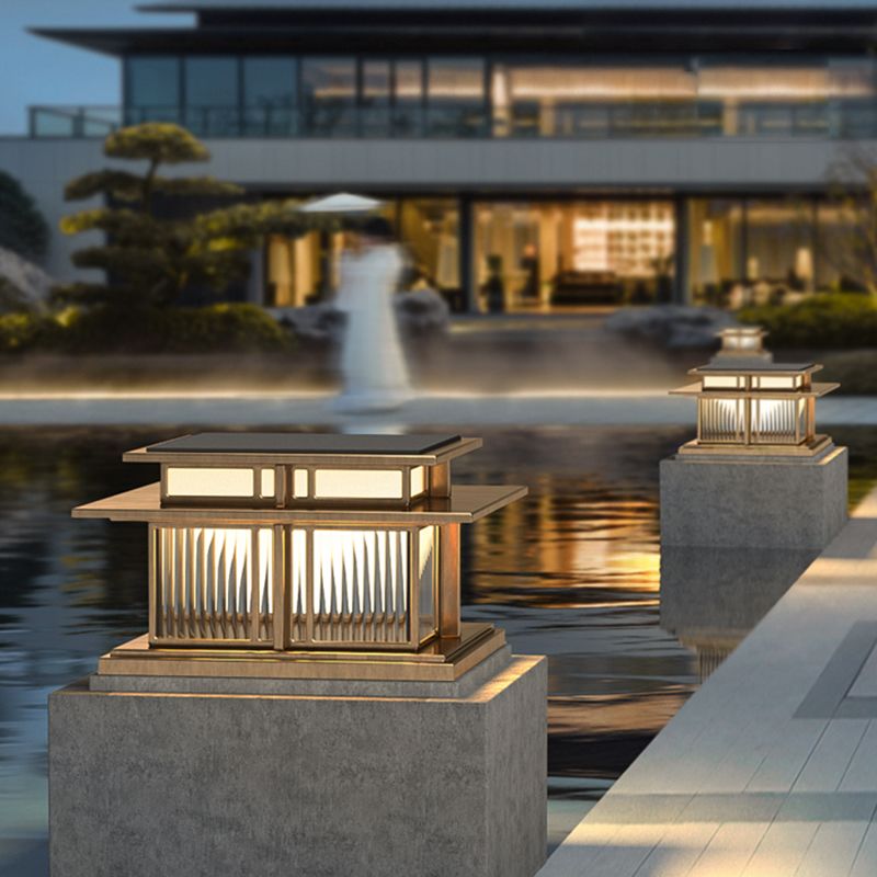 Nordic Style Stainless Steel Pillar Lamp Square Shape Pillar Light for Outdoor