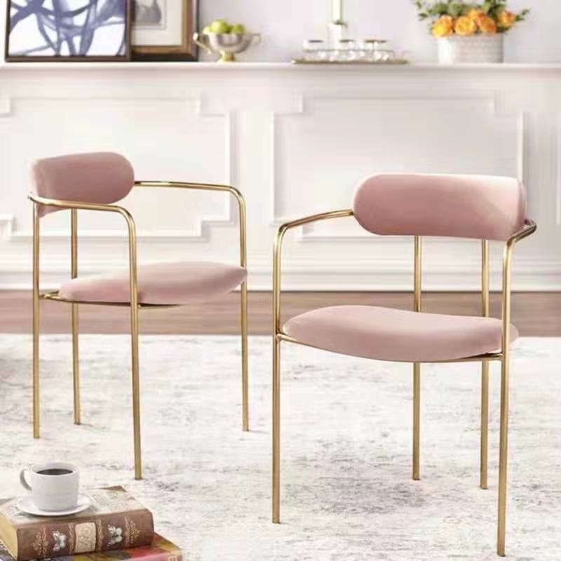 Glam Style Dining Arm Chair Upholstered Dining Armchair for Indoor