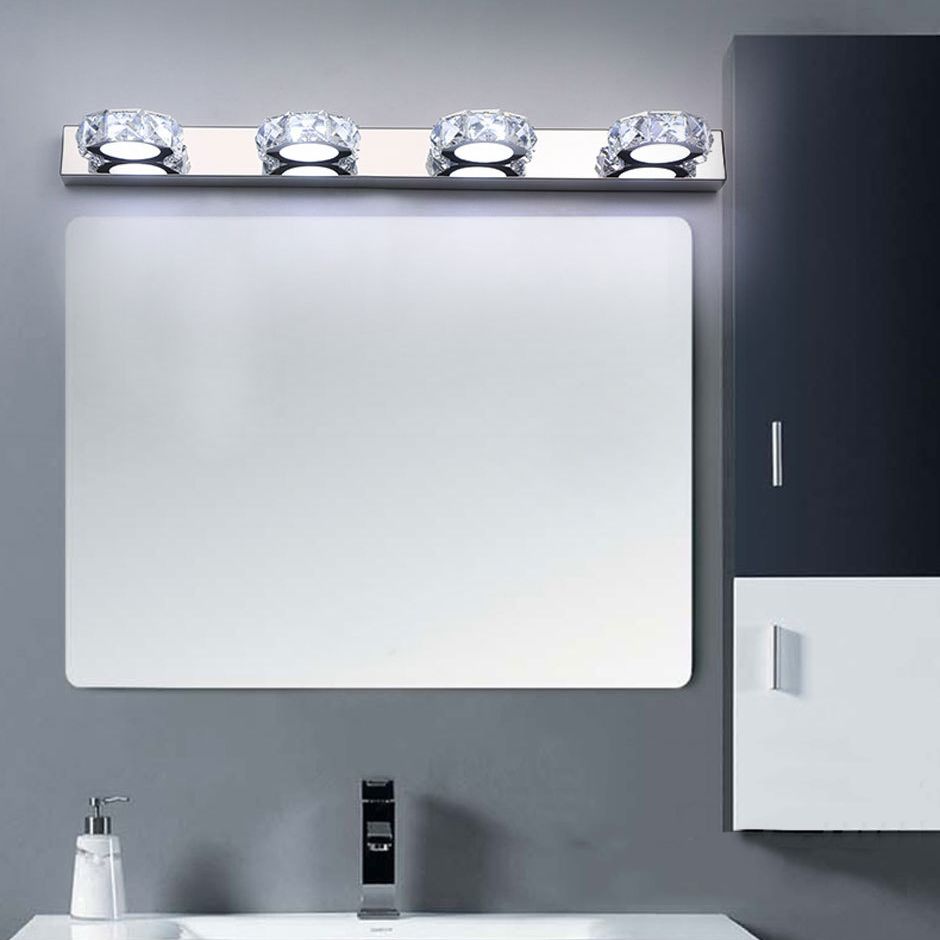 K9 Crystal Block Vanity Wall Sconce Modernism Chrome Finish LED Wall Lamp for Bath