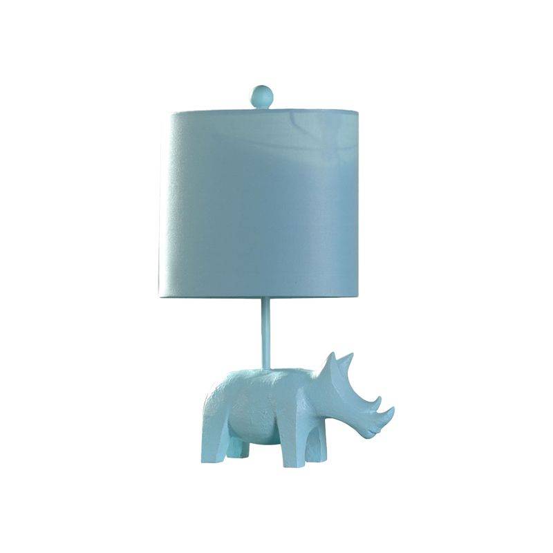 Cartoon 1 Bulb Table Lamp Pink Elephant/Peacock Blue/Yellow Rhinoceros Nightstand Light with Drum/Flared/Chevron Fabric Shade