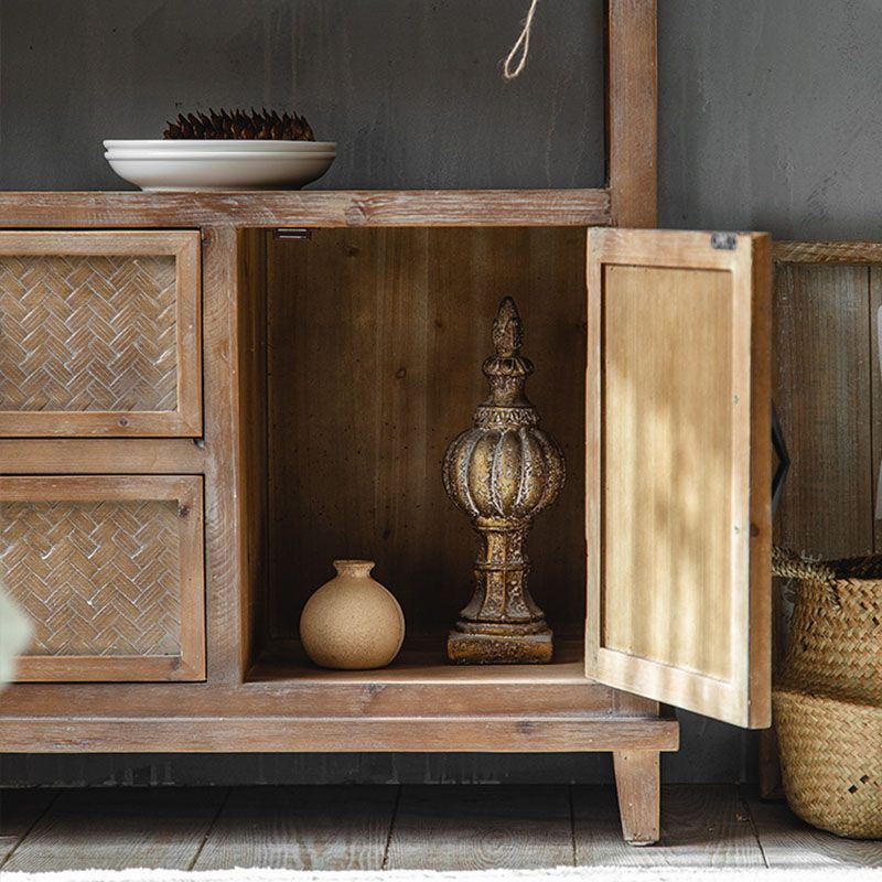 Traditional Wooden Dining Server Open Storage Sideboard for Dining Room