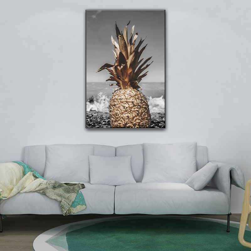 Still Life Pineapple Wall Decor Nordic Canvas Wall Art Print in Brown and Grey for Bedroom