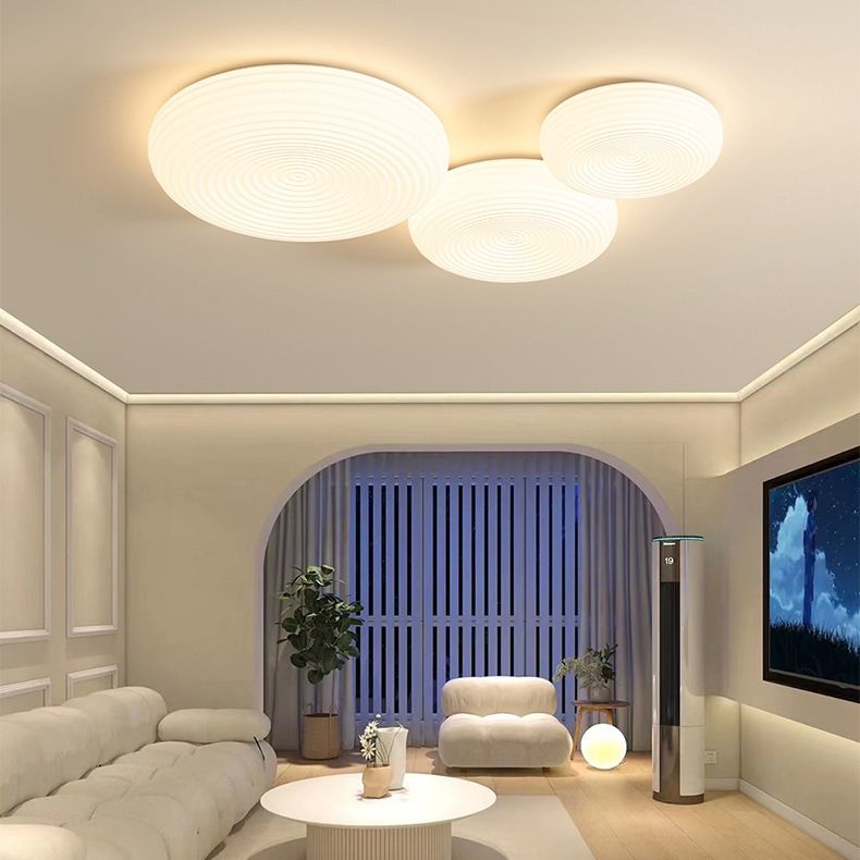 LED Contemporary Ceiling Light White Shaded Flush Mount Lighting for Room