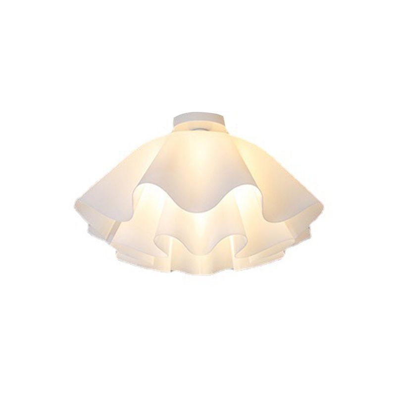 Ripples Shape Flush Light Modern Style Glass 1 Light Flush Ceiling Light in White