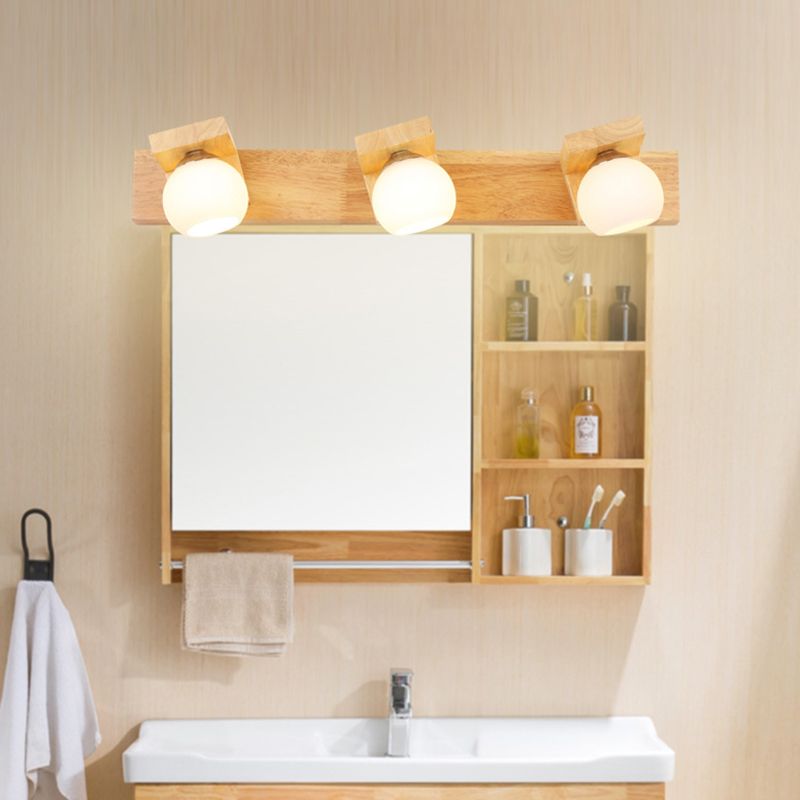 Iluminación de pared de baño esférica Iluminación de madera Simplicidad estilo Luz de luz en madera