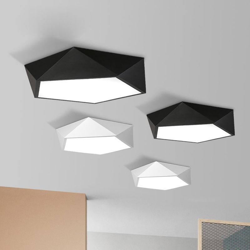 Modern Concise LED Ceiling Light Lacquered Iron Geometric Flush Mount with Acrylic Shade