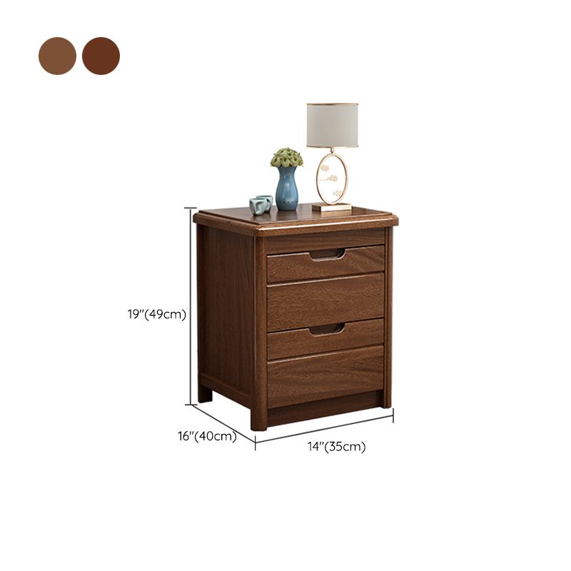 Walnut Bed Nightstand Contemporary Bedside Cabinet with Drawers