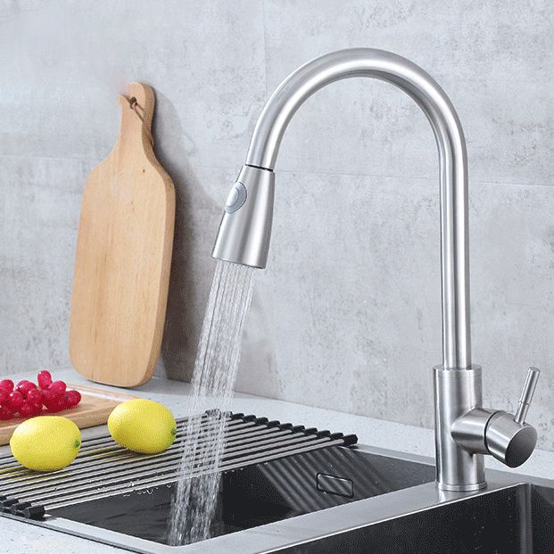 Modern Bridge Kitchen Faucet 304 Stainless Steel Pull Out Faucet Swivel Spout Pot Filler